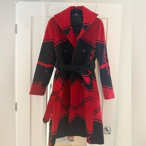 Ralph Lauren Red and Black Trench Coat